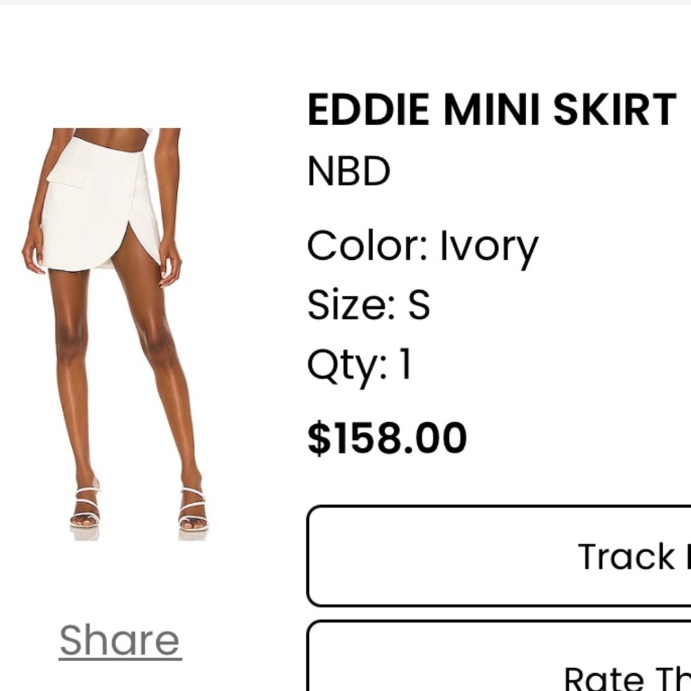 NBD Eddie Mini Skirt, Ivory, NWT